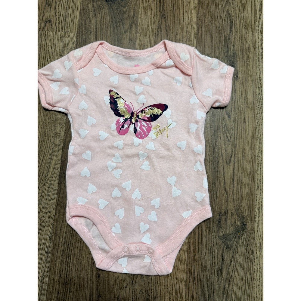 Betsey Johnson One Piece, Infant Size 12M, Pink White, Butterfly, Hearts